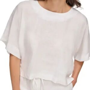 DKNY 100 Percent Linen White Crop Top